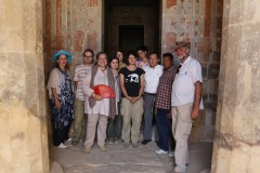 Sylvie Cauville and Isabela Soliman visiting the Hathor Chapel, photo by K. Brzoza