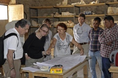 Prof. Dieter Arnold and Dr. Adela Oppenheim visiting the Tuthmosis III storeroom. Photo by Z. Doliński
